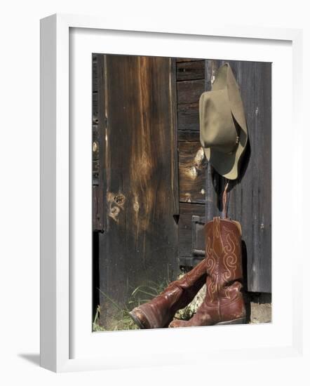 Cowboy Boots and Hat, Montana, USA-Adam Jones-Framed Photographic Print