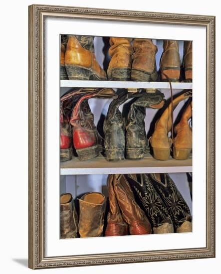Cowboy Boots at Ranch, Marion, Montana, USA-Chuck Haney-Framed Photographic Print