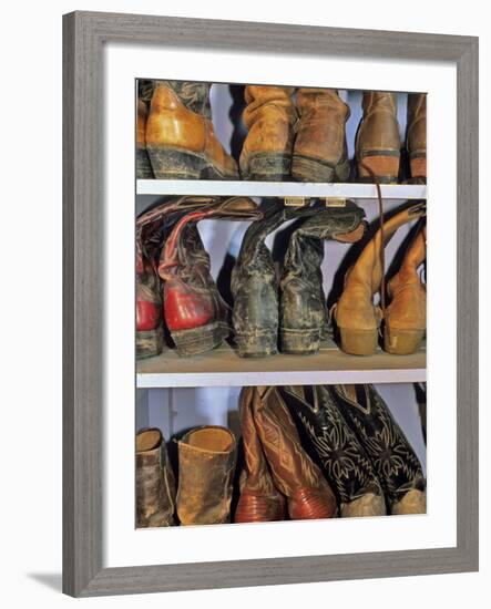 Cowboy Boots at Ranch, Marion, Montana, USA-Chuck Haney-Framed Photographic Print