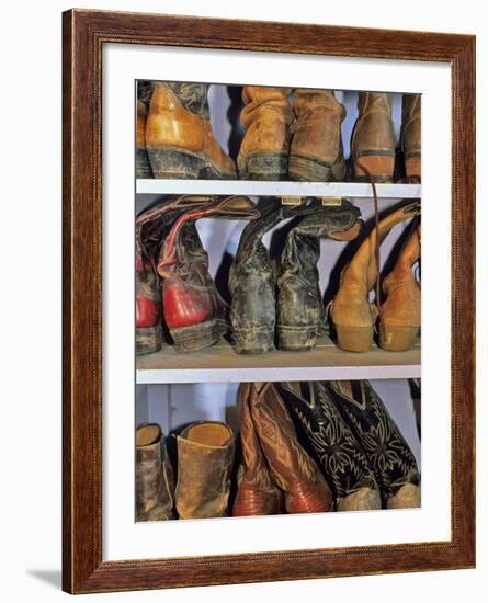 Cowboy Boots at Ranch, Marion, Montana, USA-Chuck Haney-Framed Photographic Print