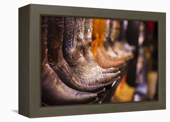 Cowboy Boots, Kemo Sabe Shop, Aspen, Colorado, USA-Walter Bibikow-Framed Premier Image Canvas