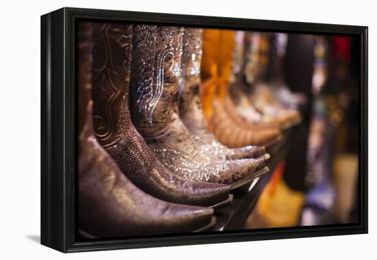 Cowboy Boots, Kemo Sabe Shop, Aspen, Colorado, USA-Walter Bibikow-Framed Premier Image Canvas