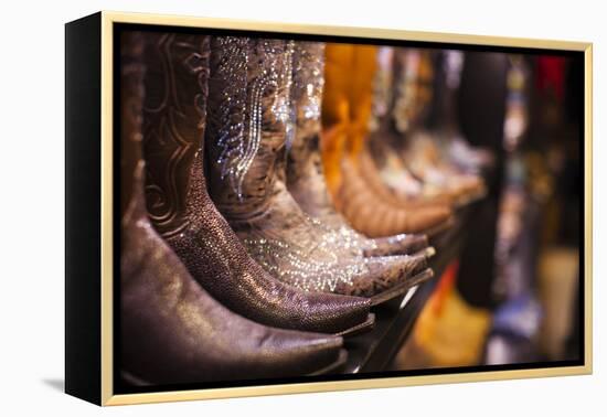 Cowboy Boots, Kemo Sabe Shop, Aspen, Colorado, USA-Walter Bibikow-Framed Premier Image Canvas