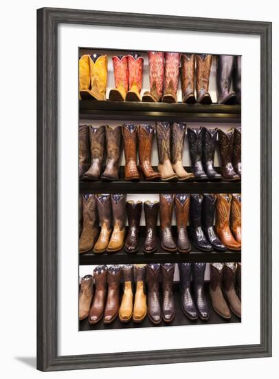 Cowboy Boots, Kemo Sabe Shop, Aspen, Colorado, USA-Walter Bibikow-Framed Photographic Print