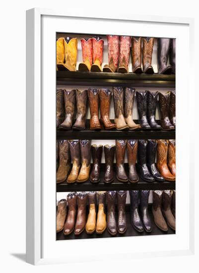 Cowboy Boots, Kemo Sabe Shop, Aspen, Colorado, USA-Walter Bibikow-Framed Photographic Print