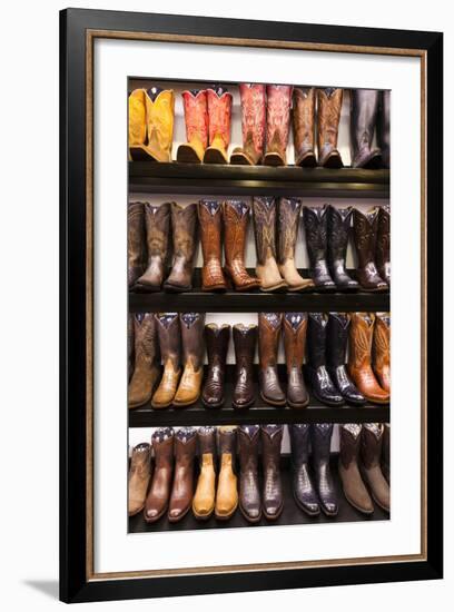 Cowboy Boots, Kemo Sabe Shop, Aspen, Colorado, USA-Walter Bibikow-Framed Photographic Print