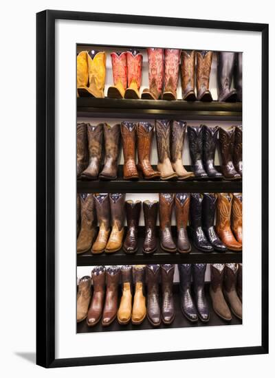 Cowboy Boots, Kemo Sabe Shop, Aspen, Colorado, USA-Walter Bibikow-Framed Photographic Print