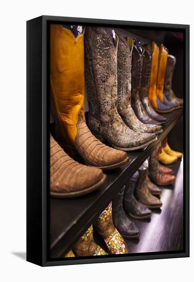 Cowboy Boots, Kemo Sabe Shop, Aspen, Colorado, USA-Walter Bibikow-Framed Premier Image Canvas