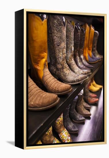 Cowboy Boots, Kemo Sabe Shop, Aspen, Colorado, USA-Walter Bibikow-Framed Premier Image Canvas