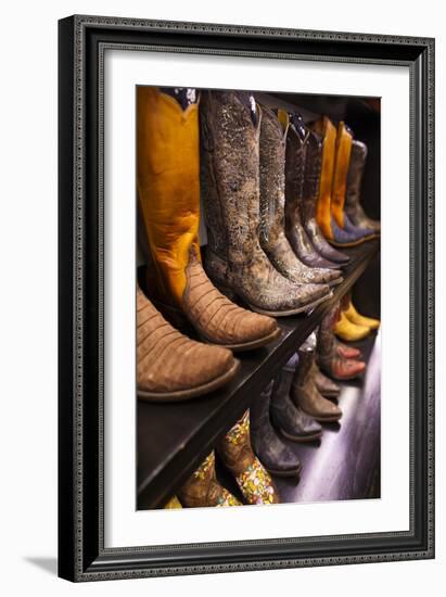 Cowboy Boots, Kemo Sabe Shop, Aspen, Colorado, USA-Walter Bibikow-Framed Premium Photographic Print