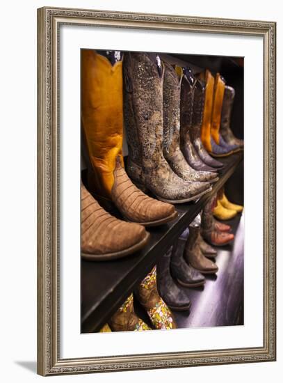 Cowboy Boots, Kemo Sabe Shop, Aspen, Colorado, USA-Walter Bibikow-Framed Photographic Print