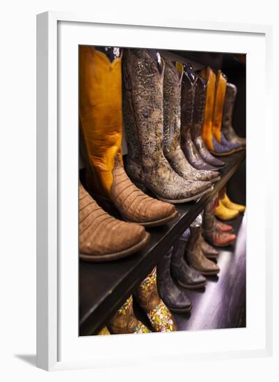 Cowboy Boots, Kemo Sabe Shop, Aspen, Colorado, USA-Walter Bibikow-Framed Photographic Print