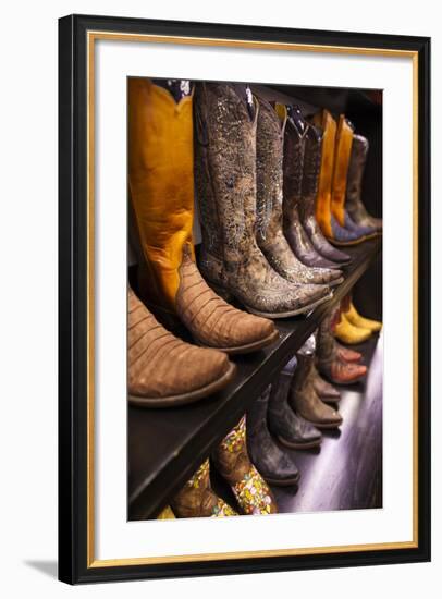 Cowboy Boots, Kemo Sabe Shop, Aspen, Colorado, USA-Walter Bibikow-Framed Photographic Print