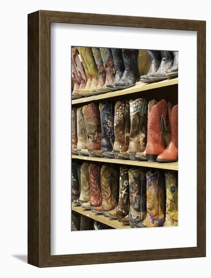 Cowboy Boots Lining the Shelves, Austin, Texas, United States of America, North America-Gavin-Framed Photographic Print