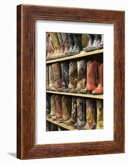 Cowboy Boots Lining the Shelves, Austin, Texas, United States of America, North America-Gavin-Framed Photographic Print