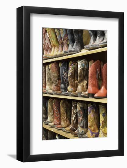 Cowboy Boots Lining the Shelves, Austin, Texas, United States of America, North America-Gavin-Framed Photographic Print