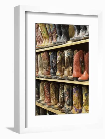 Cowboy Boots Lining the Shelves, Austin, Texas, United States of America, North America-Gavin-Framed Photographic Print