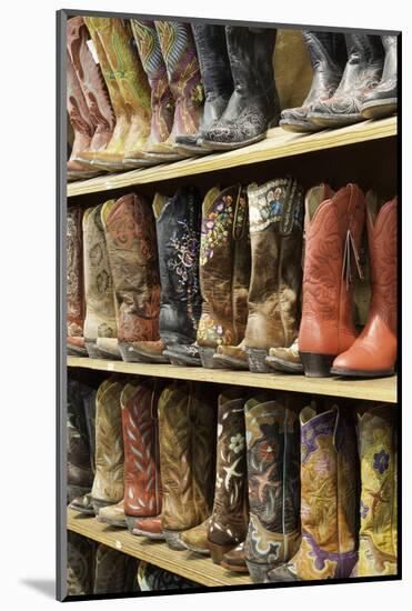 Cowboy Boots Lining the Shelves, Austin, Texas, United States of America, North America-Gavin-Mounted Photographic Print