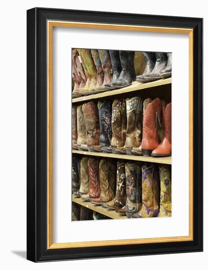 Cowboy Boots Lining the Shelves, Austin, Texas, United States of America, North America-Gavin-Framed Photographic Print