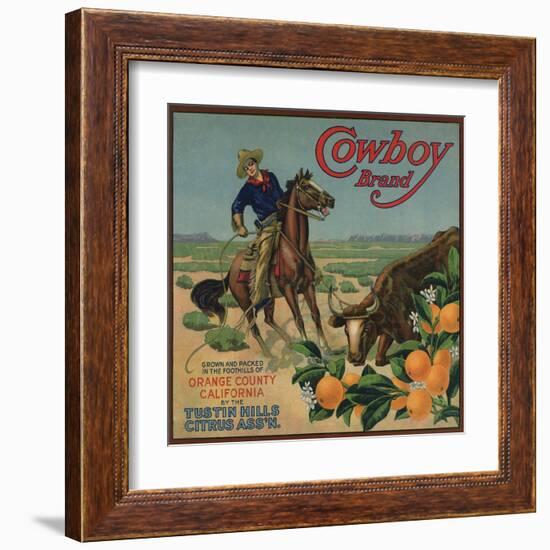 Cowboy Brand - Tustin, California - Citrus Crate Label-Lantern Press-Framed Art Print