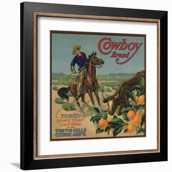 Cowboy Brand - Tustin, California - Citrus Crate Label-Lantern Press-Framed Art Print