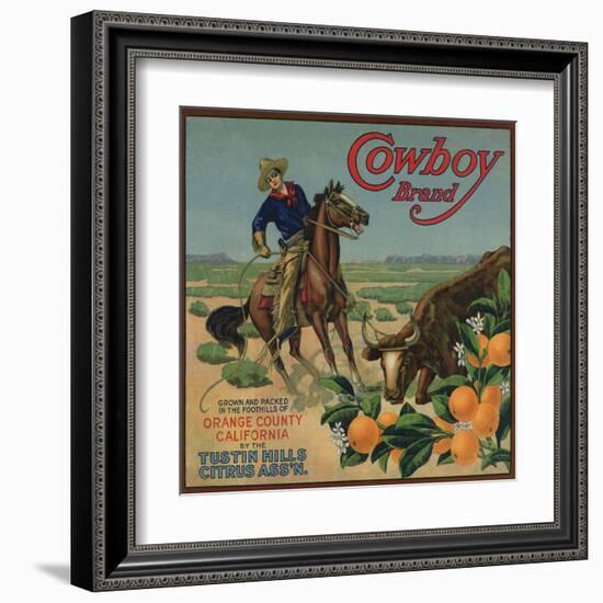 Cowboy Brand - Tustin, California - Citrus Crate Label-Lantern Press-Framed Art Print