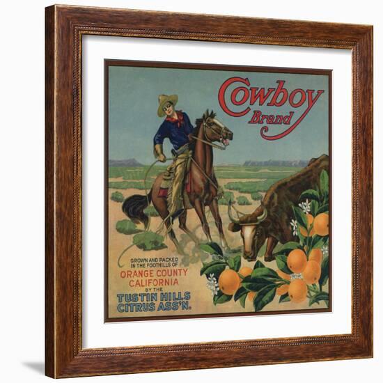 Cowboy Brand - Tustin, California - Citrus Crate Label-Lantern Press-Framed Art Print