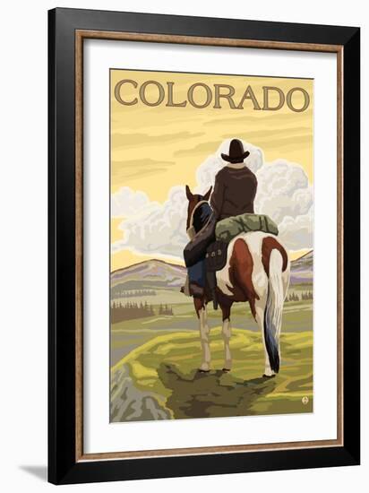 Cowboy - Colorado-Lantern Press-Framed Art Print