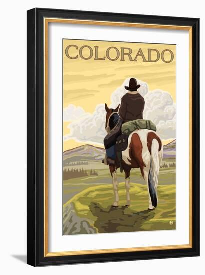Cowboy - Colorado-Lantern Press-Framed Art Print