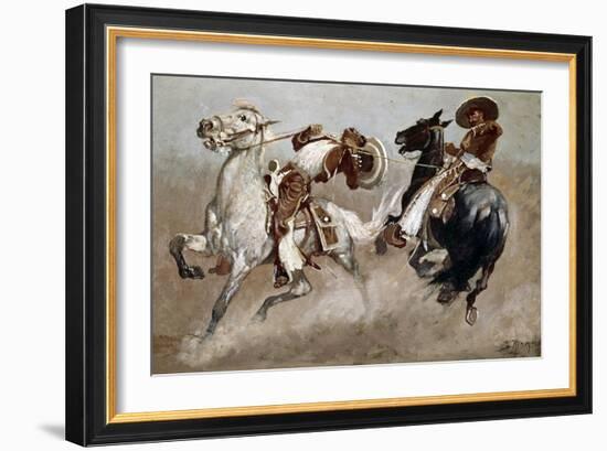 Cowboy Fun in Old Mexico-Frederic Sackrider Remington-Framed Giclee Print