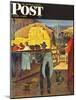 "Cowboy Hanging Out His Laundry," Saturday Evening Post Cover, March 1, 1947-John Falter-Mounted Premium Giclee Print