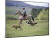 Cowboy in Irrigated Pasture, Chubut Province, Cholila Valley, Argentina-Lin Alder-Mounted Photographic Print