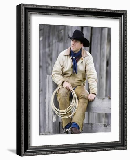 Cowboy Jack Perry at Judith Gap, Montana, USA-Chuck Haney-Framed Photographic Print