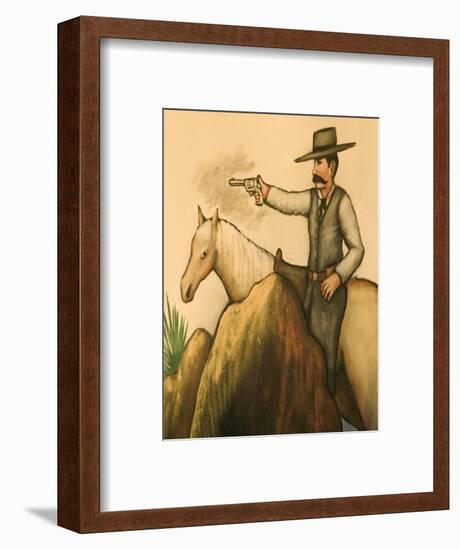Cowboy Mural, America's Gunfight Capital, Tombstone, Arizona, USA-Walter Bibikow-Framed Photographic Print