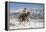 Cowboy On Grey Quarter Horse Trotting In The Snow At Flitner Ranch, Shell, Wyoming-Carol Walker-Framed Premier Image Canvas