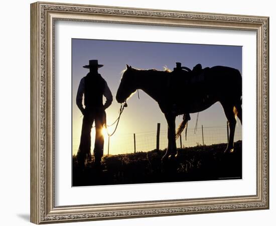 Cowboy on Horseback, Ponderosa Ranch, Seneca, Oregon, USA-Darrell Gulin-Framed Photographic Print