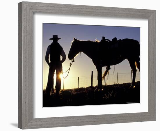 Cowboy on Horseback, Ponderosa Ranch, Seneca, Oregon, USA-Darrell Gulin-Framed Photographic Print