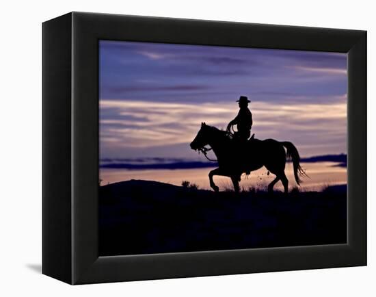 Cowboy on Horses on Hideout Ranch, Shell, Wyoming, USA-Joe Restuccia III-Framed Premier Image Canvas