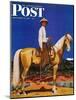 "Cowboy on Palomino," Saturday Evening Post Cover, September 18, 1943-Fred Ludekens-Mounted Giclee Print