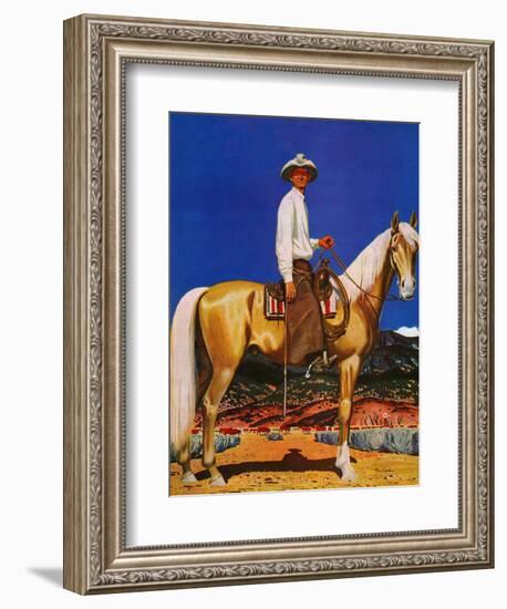 "Cowboy on Palomino," September 18, 1943-Fred Ludekens-Framed Giclee Print