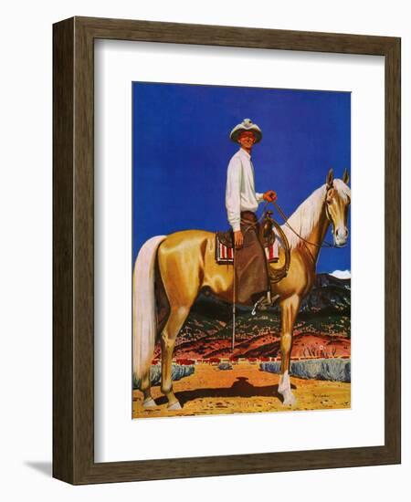 "Cowboy on Palomino," September 18, 1943-Fred Ludekens-Framed Giclee Print