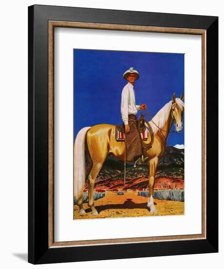 "Cowboy on Palomino," September 18, 1943-Fred Ludekens-Framed Giclee Print