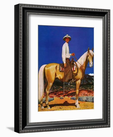 "Cowboy on Palomino," September 18, 1943-Fred Ludekens-Framed Giclee Print