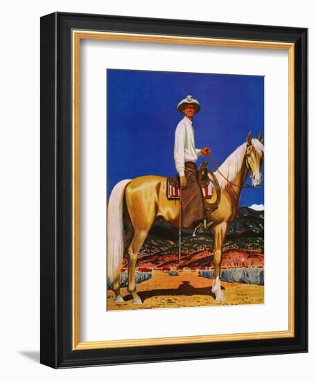 "Cowboy on Palomino," September 18, 1943-Fred Ludekens-Framed Giclee Print