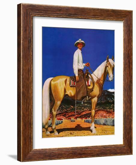 "Cowboy on Palomino," September 18, 1943-Fred Ludekens-Framed Giclee Print