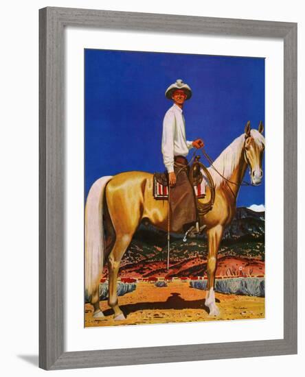 "Cowboy on Palomino," September 18, 1943-Fred Ludekens-Framed Giclee Print