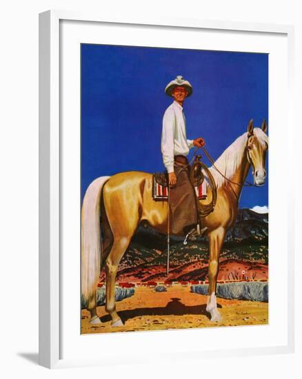 "Cowboy on Palomino," September 18, 1943-Fred Ludekens-Framed Giclee Print