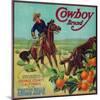 Cowboy Orange Label - Tustin, CA-Lantern Press-Mounted Art Print