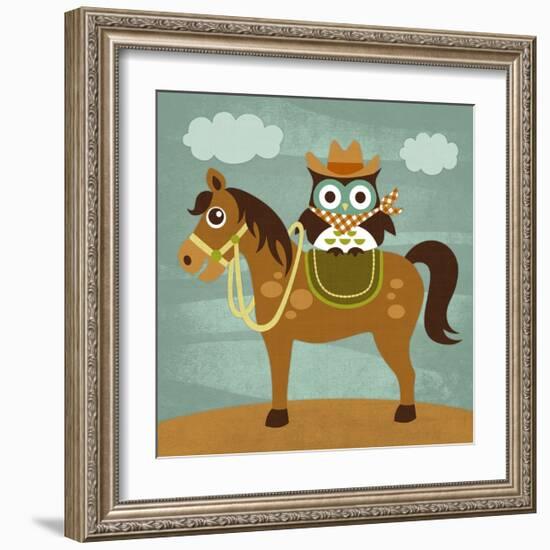 Cowboy Owl on Horse-Nancy Lee-Framed Art Print