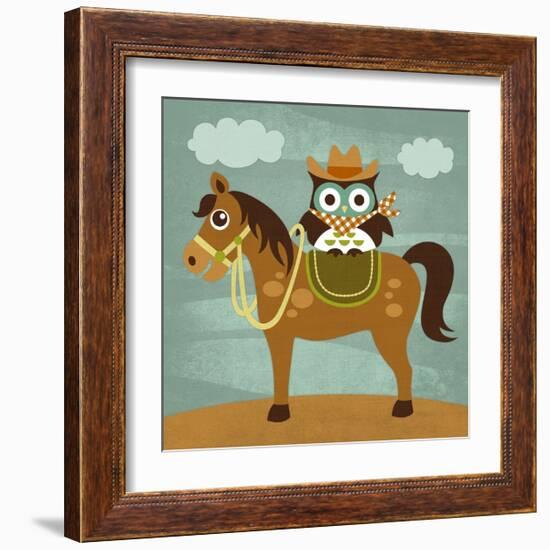 Cowboy Owl on Horse-Nancy Lee-Framed Art Print